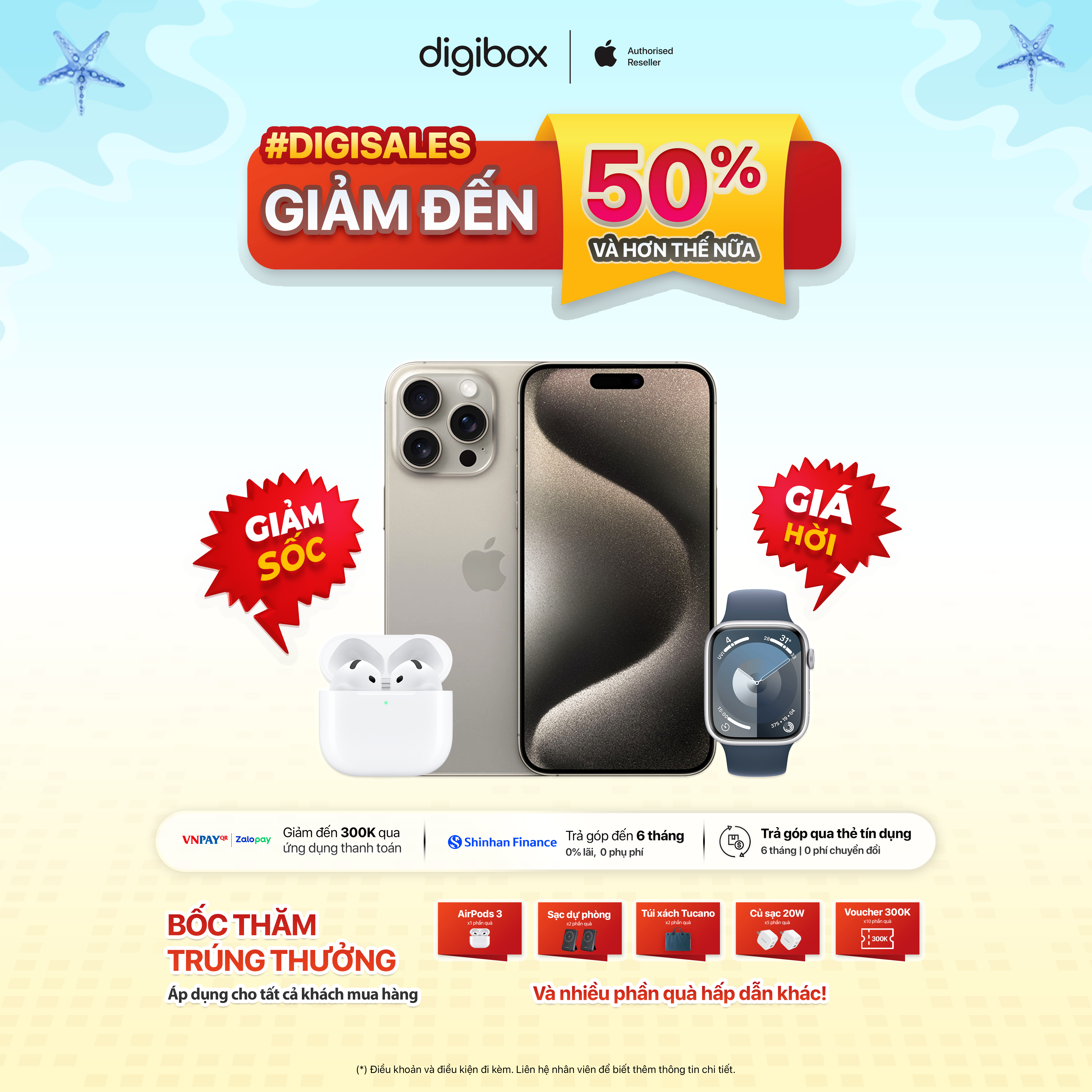 GIẢM ĐẾN 50% - iPhone, AirPods, Apple Watch - Chỉ có tại Digibox, nhanh tay kẻo hết!
